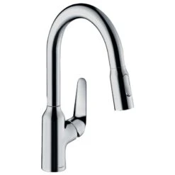 Hansgrohe Focus M42 Single Lever Kitchen Mixer Tap 180 With Pull-Out Spray 2 Spray Modes - Chrome - 71801000