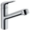 Hansgrohe Focus M42 Single Lever Kitchen Mixer Tap 150 With Pull-Out Spout Single Spray Mode - Chrome - 71814000 -Home Kitchen h a hansgrohe 71814000