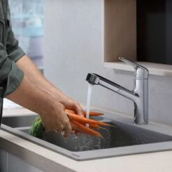 Hansgrohe Focus M42 Single Lever Kitchen Mixer Tap 150 With Pull-Out Spout Single Spray Mode - Chrome - 71814000 -Home Kitchen h a hansgrohe 71814000 lifestyle1