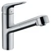 Hansgrohe Focus M42 EcoSmart Single Lever Kitchen Mixer Tap 150 With Pull-Out Spout Single Spray Mode - Chrome - 71865000 -Home Kitchen h a hansgrohe 71865000