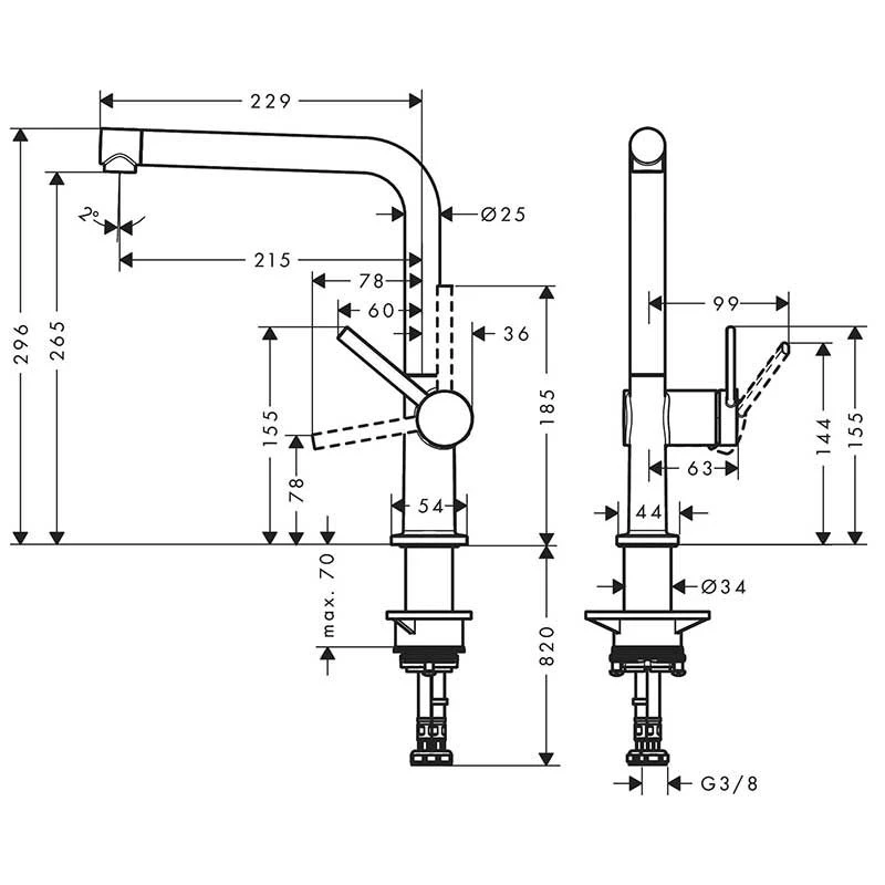 Hansgrohe Talis M54 Single Lever Kitchen Mixer Tap 270 Single Spray Mode - Brushed Black Chrome - 72840340 4 Hansgrohe Talis M54 Single Lever Kitchen Mixer Tap 270 Single Spray Mode - Brushed Black Chrome - 72840340 - Image 2