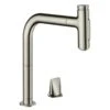 Hansgrohe Metris Select M71 2-Hole Single Lever Kitchen Mixer Tap With Pull-Out Spray 2 Spray Modes - Stainless Steel - 73819800