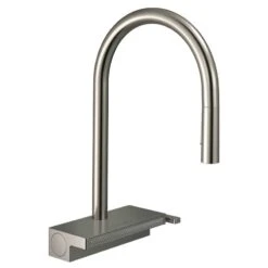Hansgrohe Aquno Select M81 Single Lever Kitchen Mixer Tap 170 With Pull-Out Spray & Sbox 3 Spray Modes - Stainless Steel - 73831800