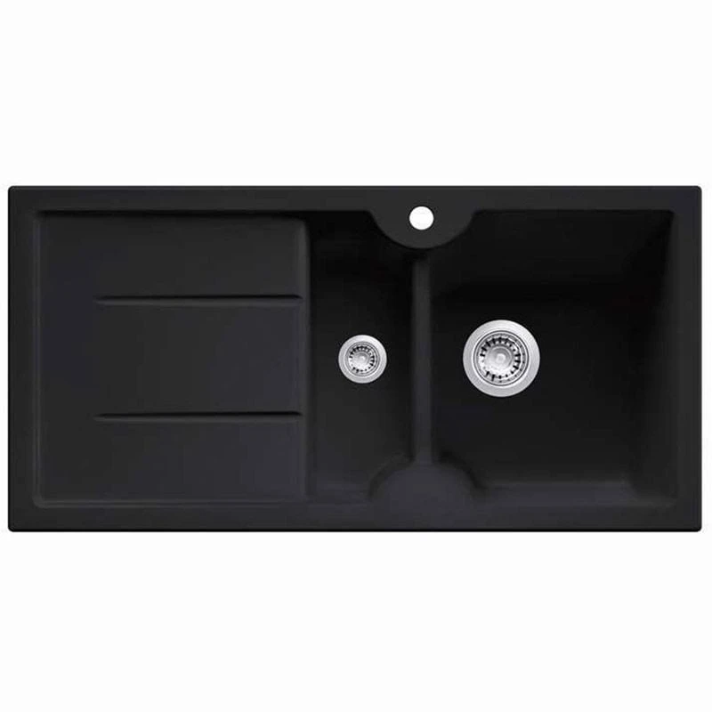Thomas Denby Harmony MB 1.5 Bowl Reversible Ceramic Kitchen Sink & Drainer - Black Satin - HAR1020BL 3 Thomas Denby Harmony MB 1.5 Bowl Reversible Ceramic Kitchen Sink & Drainer - Black Satin - HAR1020BL
