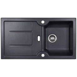 Thomas Denby Harmony XW 1 Bowl Reversible Ceramic Kitchen Sink & Drainer - Basalt Satin - HAR9110BA