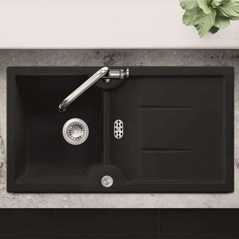 Thomas Denby Harmony XW 1 Bowl Reversible Ceramic Kitchen Sink & Drainer - Black Satin - HAR9110BL 4 Thomas Denby Harmony XW 1 Bowl Reversible Ceramic Kitchen Sink & Drainer - Black Satin - HAR9110BL - Image 2