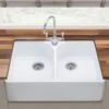 Thomas Denby Heritage 800 Ceramic Double Bowl Kitchen Sink - White - HER800