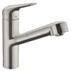 Hansgrohe Focus M42 Single Lever Kitchen Mixer Tap 150 With Pull-Out Spout Single Spray Mode - Stainless Steel - 71814800 -Home Kitchen hansgrohe 71814800
