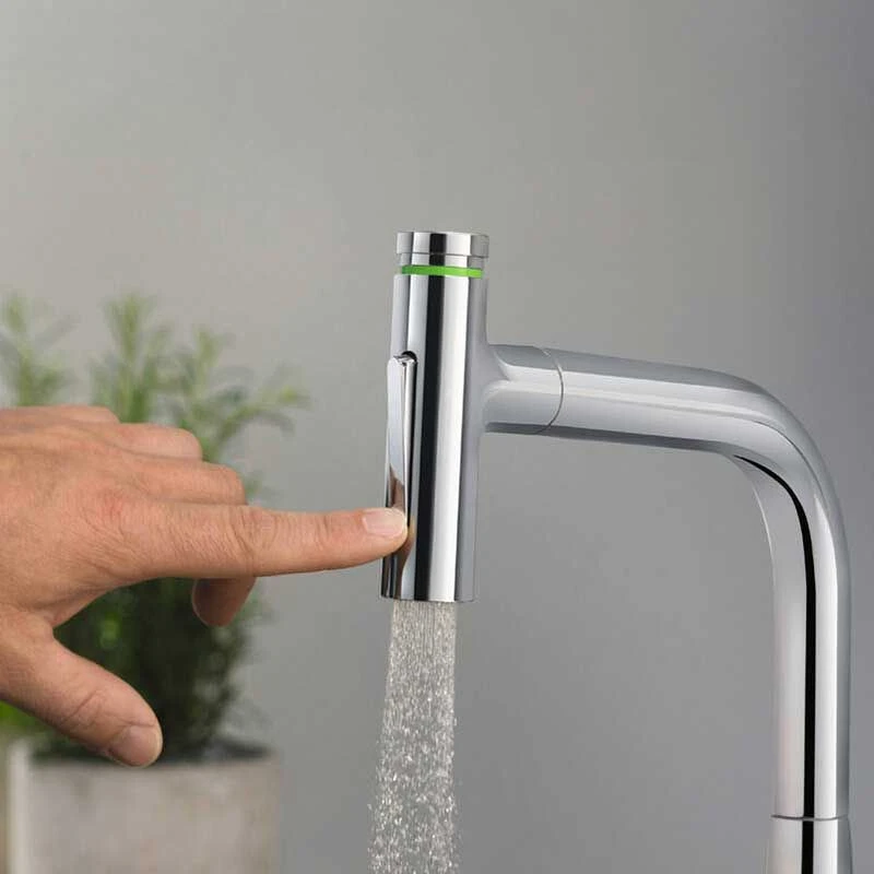 Hansgrohe Metris Select M71 2-Hole Single Lever Kitchen Tap Mixer 200 With Pull-Out Spray & Sbox 2 Spray Modes - Chrome - 73818000 8 Hansgrohe Metris Select M71 2-Hole Single Lever Kitchen Tap Mixer 200 With Pull-Out Spray & Sbox 2 Spray Modes - Chrome - 73818000 - Image 6