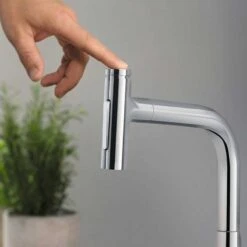 Hansgrohe Metris Select M71 2-Hole Single Lever Kitchen Tap Mixer 200 With Pull-Out Spray & Sbox 2 Spray Modes - Chrome - 73818000 18 Hansgrohe Metris Select M71 2-Hole Single Lever Kitchen Tap Mixer 200 With Pull-Out Spray & Sbox 2 Spray Modes - Chrome - 73818000 -Home Kitchen hansgrohe 73818000 lifestyle 1