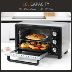 HOMCOM 1400W 16 Litre Mini Countertop Oven & Grill - Silver - 800-083V70 -Home Kitchen homcom 800083v70 features
