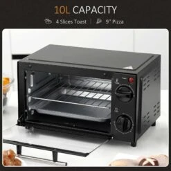 HOMCOM 750W 9 Litre Mini Countertop Oven & Grill - Black - 800-088 20 HOMCOM 750W 9 Litre Mini Countertop Oven & Grill - Black - 800-088 -Home Kitchen homcom 800088 capacity