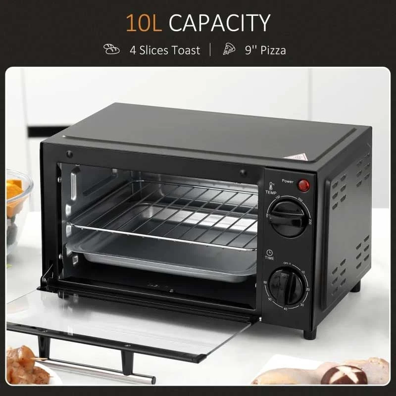 HOMCOM 750W 9 Litre Mini Countertop Oven & Grill - Black - 800-088 11 HOMCOM 750W 9 Litre Mini Countertop Oven & Grill - Black - 800-088 - Image 9