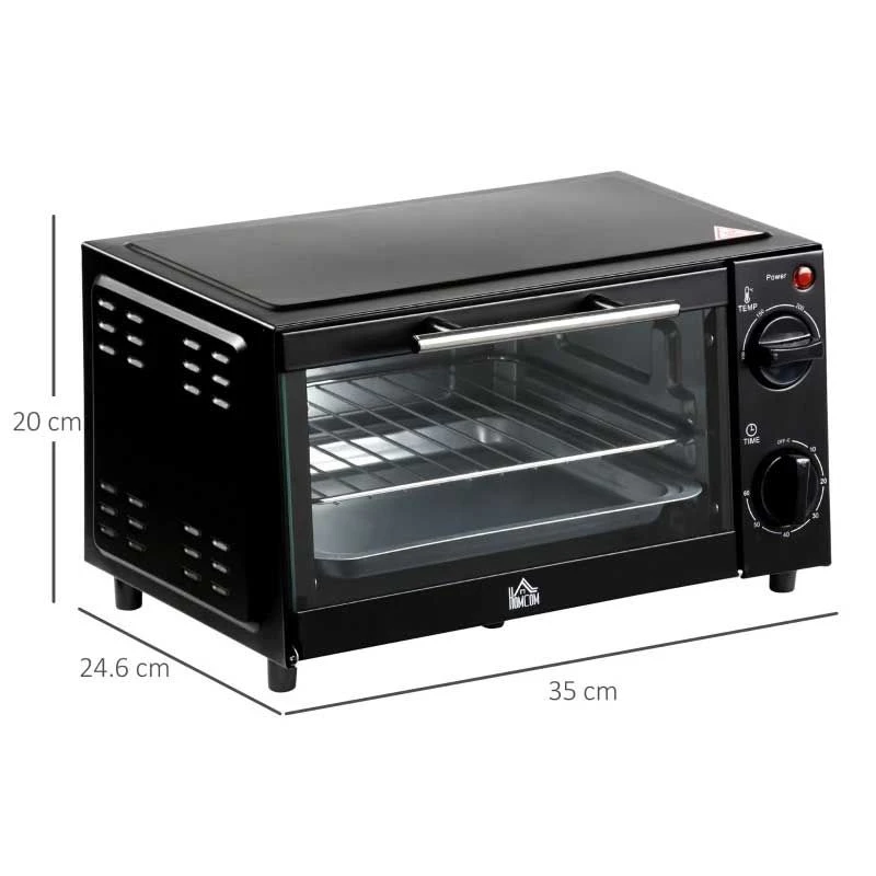 HOMCOM 750W 9 Litre Mini Countertop Oven & Grill - Black - 800-088 4 HOMCOM 750W 9 Litre Mini Countertop Oven & Grill - Black - 800-088 - Image 2