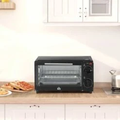 HOMCOM 750W 9 Litre Mini Countertop Oven & Grill - Black - 800-088 14 HOMCOM 750W 9 Litre Mini Countertop Oven & Grill - Black - 800-088 -Home Kitchen homcom 800088 lifestyle2