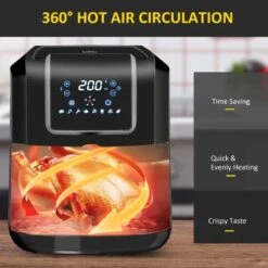 HOMCOM 1700W 6.5 Litre Air Fryer With Digital Display - Black - 800-120V70 -Home Kitchen homcom 800120v70 features3