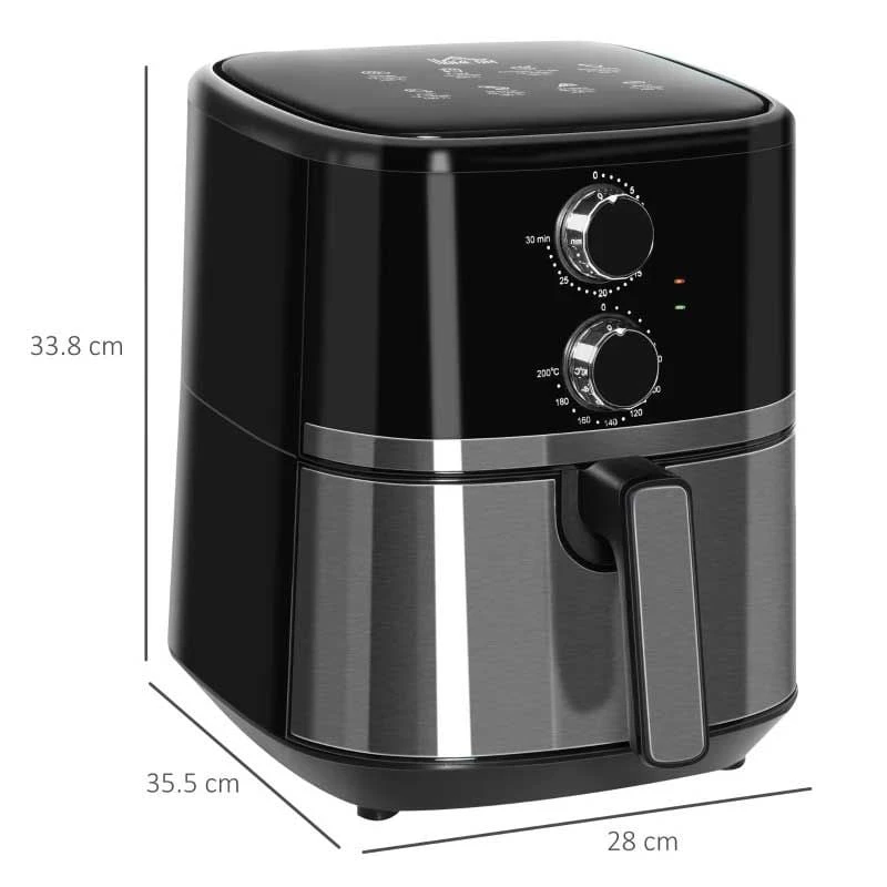 HOMCOM 1500W 4.5 Litre Air Fryer With Rapid Air Circulation - Black - 800-122V70 4 HOMCOM 1500W 4.5 Litre Air Fryer With Rapid Air Circulation - Black - 800-122V70 - Image 2