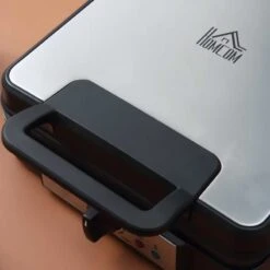 HOMCOM 1200W 4 Slice Waffle Maker - Black - 800-135V70 -Home Kitchen homcom 800135v70 lid closed