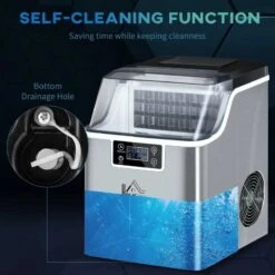 HOMCOM 20kg Portable Countertop Ice Maker Machine - Stainless Steel - 800-139V70 -Home Kitchen homcom 800139v70 self cleaning