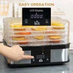 HOMCOM 245W 5 Tier Food Dehydrator - Silver - 800-142V70 -Home Kitchen homcom 800142v70 1 features