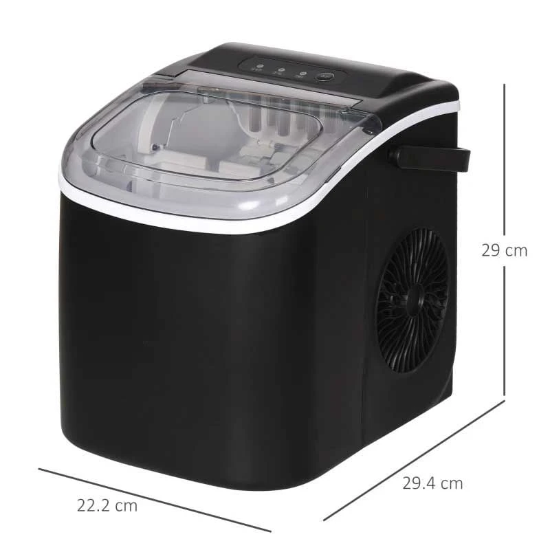 HOMCOM 12 Kg Portable Countertop Ice Maker Machine - Black - 800-154V70BK 4 HOMCOM 12 Kg Portable Countertop Ice Maker Machine - Black - 800-154V70BK - Image 2