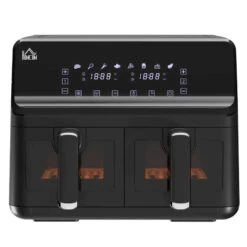 HOMCOM 2500W 8 Litre Family Size Air Fryer With Digital Display - Black - 800-166V70BK -Home Kitchen homcom 800166v70bk front view 1