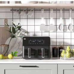 HOMCOM 2500W 8 Litre Family Size Air Fryer With Digital Display - Black - 800-166V70BK -Home Kitchen homcom 800166v70bk main image 1 1