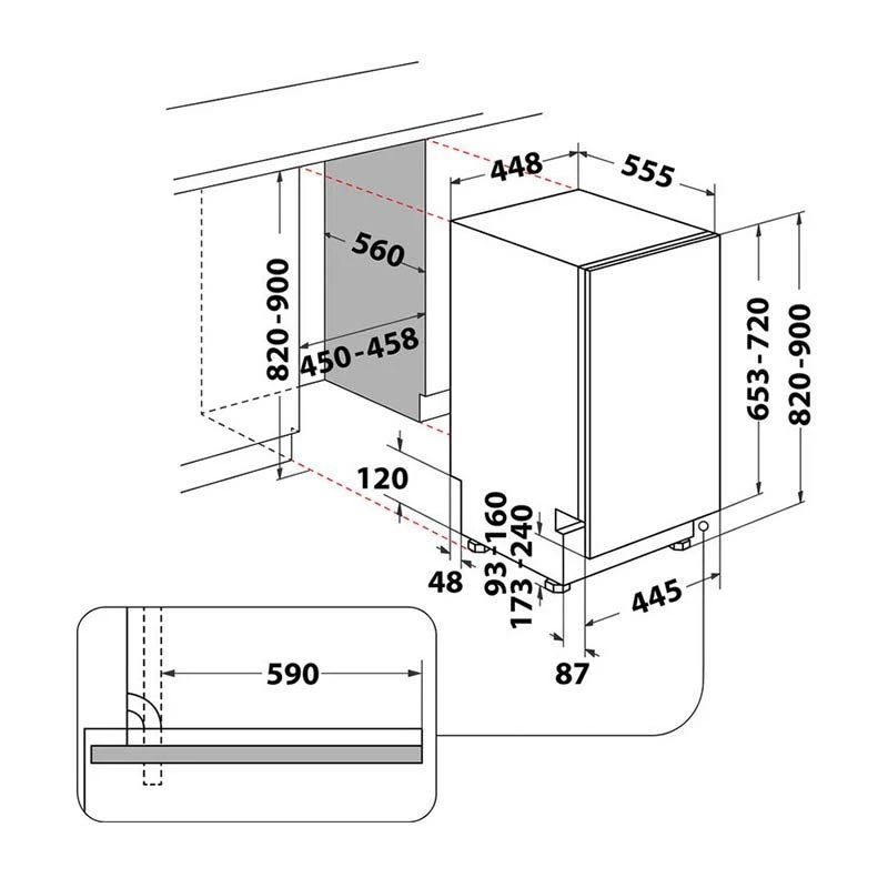 Indesit DSIO 3T224 E Z UK N Built In 10 Place Slimline Dishwasher - White 6 Indesit DSIO 3T224 E Z UK N Built In 10 Place Slimline Dishwasher - White - Image 4