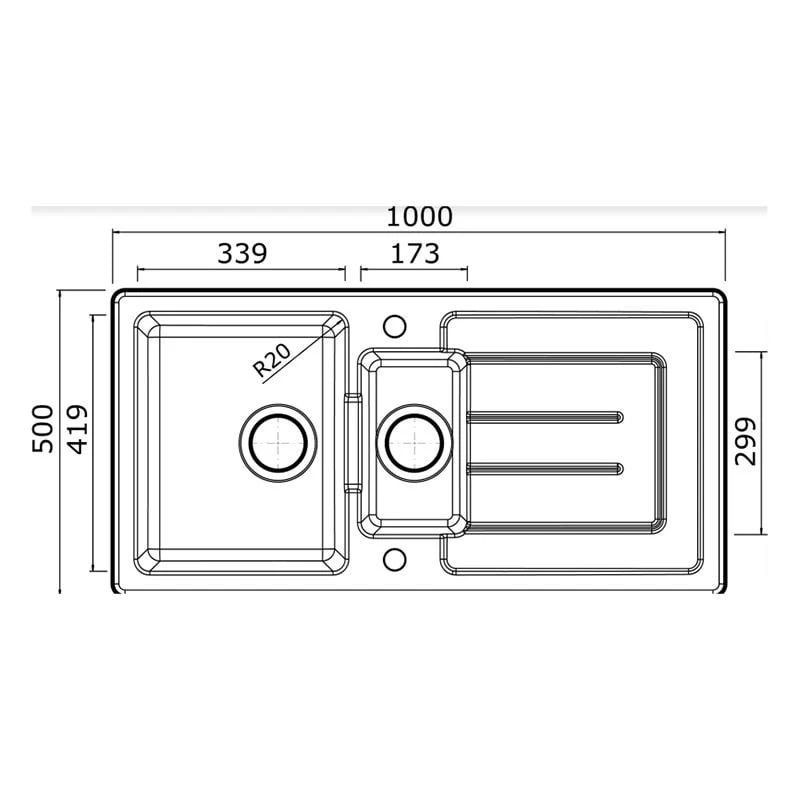 Thomas Denby Jarla 1.5 Bowl Ceramic Kitchen Sink & Drainer - White - JAR1020 4 Thomas Denby Jarla 1.5 Bowl Ceramic Kitchen Sink & Drainer - White - JAR1020 - Image 2