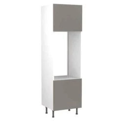 Kitchen Kit Slab 600mm Tall Double Oven Housing - Super Gloss - Dust Grey - Flatpacked - FKKF0321