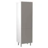 Kitchen Kit Slab 600mm Tall Larder Cabinet - Super Gloss - Dust Grey - Flatpacked - FKKF0334
