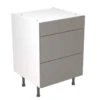Kitchen Kit Slab 600mm 3 Drawer Base Cabinet - Ultra Matt - Dust Grey - Flatpacked - FKKF0806 -Home Kitchen k i kitchen kit fkkf0806