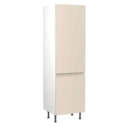 Kitchen Kit J-Pull 600mm Tall 70/30 Fridge/Freezer Housing - Super Gloss - Cashmere - Flatpacked - FKKJ0122