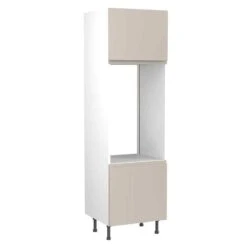 Kitchen Kit J-Pull 600mm Tall Double Oven Housing - Super Gloss - Light Grey - Flatpacked - FKKJ0221