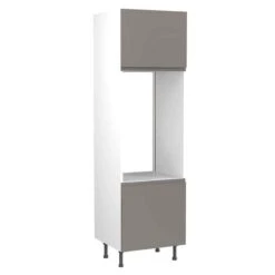 Kitchen Kit J-Pull 600mm Tall Double Oven Housing - Super Gloss - Dust Grey - Flatpacked - FKKJ0321
