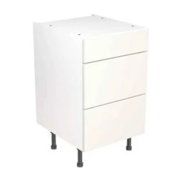 Kitchen Kit Value Slab 500mm 3 Drawer Base Cabinet - Standard Matt - White - Flatpacked - FKKM1041