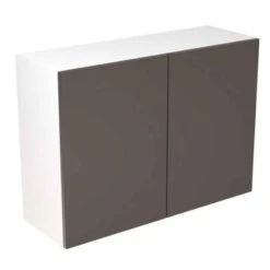 Kitchen Kit Rigid Slab 1000mm Wall Cabinet - Super Gloss - Graphite - Pre-Assembled - RKKF0415