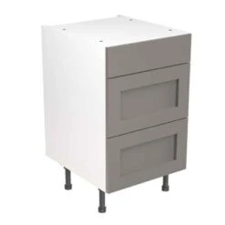 Kitchen Kit Rigid Shaker 500mm 3 Drawer Base Cabinet - Ultra Matt - Dust Grey - Pre-Assembled - RKKH0841