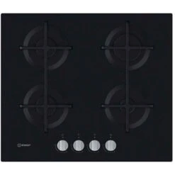 Indesit ING 61T/BK UK 60cm Gas On Glass Hob - Black