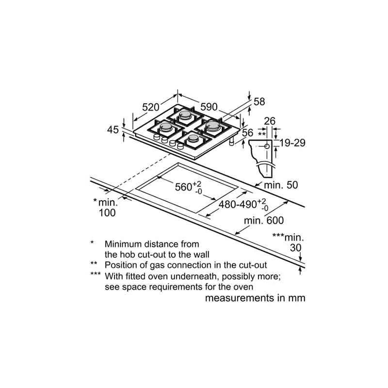 Neff N70 T26CS49S0 60cm Gas Hob - Black Glass 6 Neff N70 T26CS49S0 60cm Gas Hob - Black Glass - Image 4