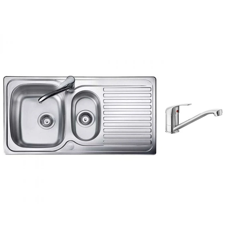 Leisure Linear 1.5 Bowl Inset Kitchen Sink With Leisure Aquamono Single Lever Kitchen Mixer Tap & Waste - LR9502/TMO40 3 Leisure Linear 1.5 Bowl Inset Kitchen Sink With Leisure Aquamono Single Lever Kitchen Mixer Tap & Waste - LR9502/TMO40