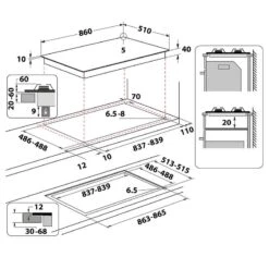Whirlpool GOWL 958/NB 90cm Gas On Glass Hob - Black -Home Kitchen l w lwh3716 4