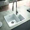 Thomas Denby Metro 1.3 Bowl Ceramic Kitchen Sink - White - MET1010 2 Thomas Denby Metro 1.3 Bowl Ceramic Kitchen Sink - White - MET1010 -Home Kitchen m e met1010