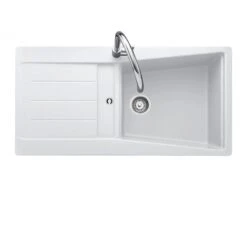 Rangemaster Mica 1 Bowl Igneous Granite Kitchen Sink - Crystal White - MIC1051CW/
