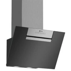 Neff N30 D65IEE1S0B 60cm Angled Chimney Wall Mounted Cooker Hood - Black Glass