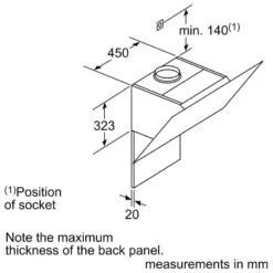Neff N50 D65IHM1S2B 60cm Angled Chimney Wall Mounted Cooker Hood - Black Glass -Home Kitchen n e neff n50 d65ihm1s2b 60cm angled chimney hood dimensions3