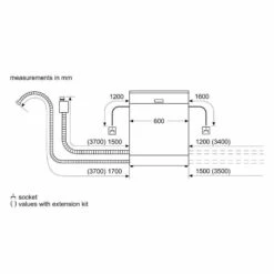 Neff N50 S145ITS04G Semi Integrated 12 Place 60cm Dishwasher With Home Connect - Stainless Steel -Home Kitchen n e neff n50 s145its04g 12 place 60cm dishwasher dimensions2