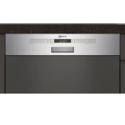 Neff N50 S145ITS04G Semi Integrated 12 Place 60cm Dishwasher With Home Connect - Stainless Steel -Home Kitchen n e neff n50 s145its04g 12 place 60cm dishwasher front
