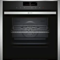 Neff N90 B48FT78H0B Bulit In Single Slide & Hide Electric Oven With Fullsteam & Home Connect - Stainless Steel