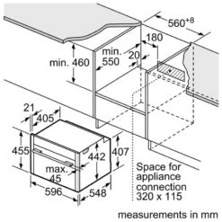 Neff N90 C28MT27H0B Bulit In Compact Pyrolytic Oven & Microwave With Home Connect - Stainless Steel -Home Kitchen n e neff n90 c28mt27h0b pyrolytic oven microwave dimensions4